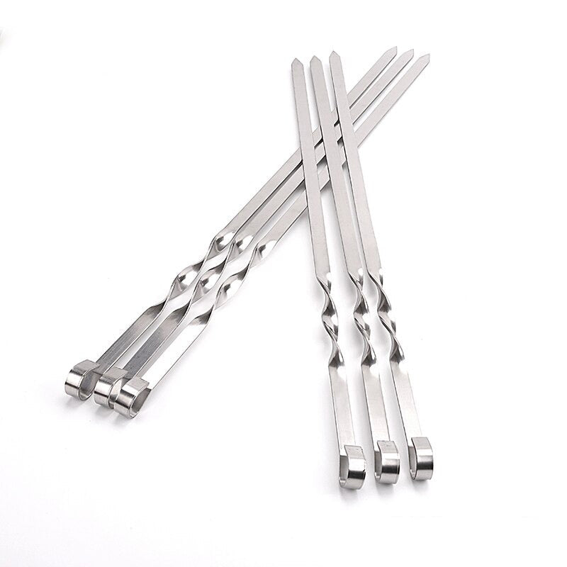 BBQ Skewers Flat Kebob Barbecue Skewer Long Meat Grill Needle Sticks-Grand Kitchen