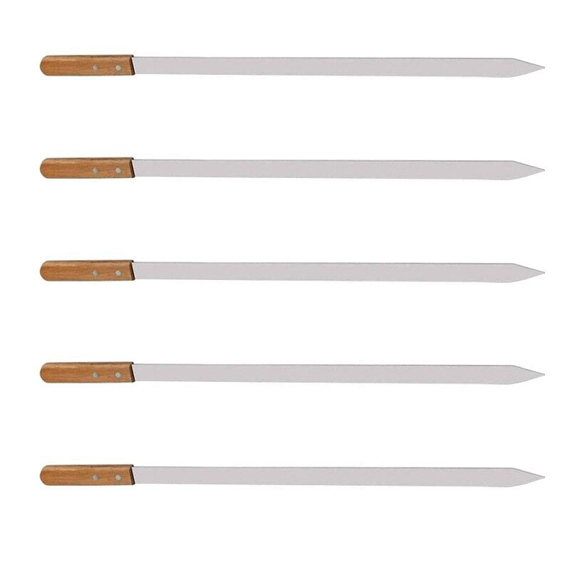 BBQ Skewers Barbecue Grill Forks Long Handle Flat BBQ Accessories Tool-Grand Kitchen