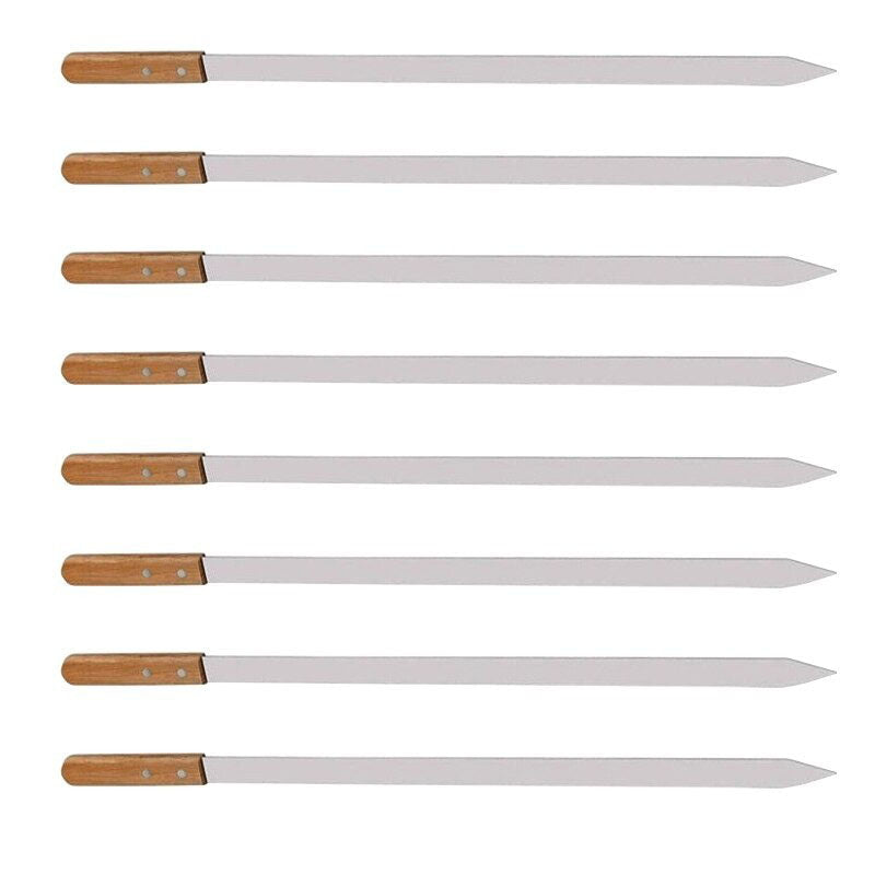 BBQ Skewers Barbecue Grill Forks Long Handle Flat BBQ Accessories Tool-Grand Kitchen