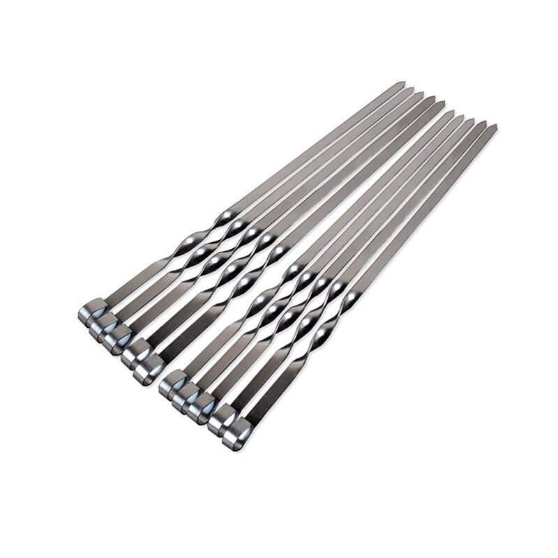 BBQ Skewers Flat Kebob Barbecue Skewer Long Meat Grill Needle Sticks-Grand Kitchen