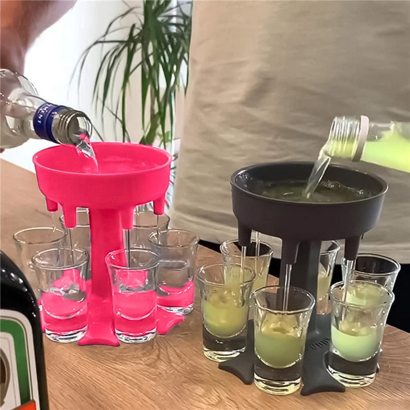 Liquor Dispenser 6 Shot Glass Wine Whisky Beer Dispenser Holder-Grand Kitchen