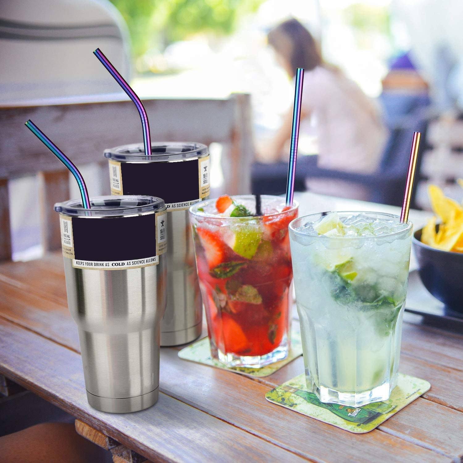 Stainless Steel Color Reusable Metal Straws Set with Cleaner Brush-Grand Kitchen