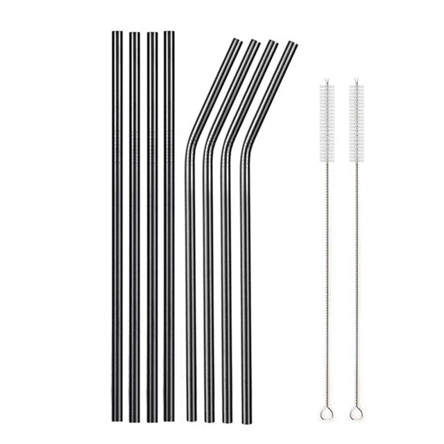 Stainless Steel Color Reusable Metal Straws Set with Cleaner Brush-Grand Kitchen