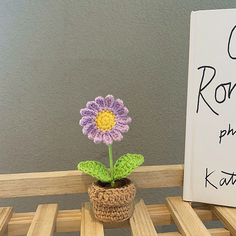 Handmade knitted flowers