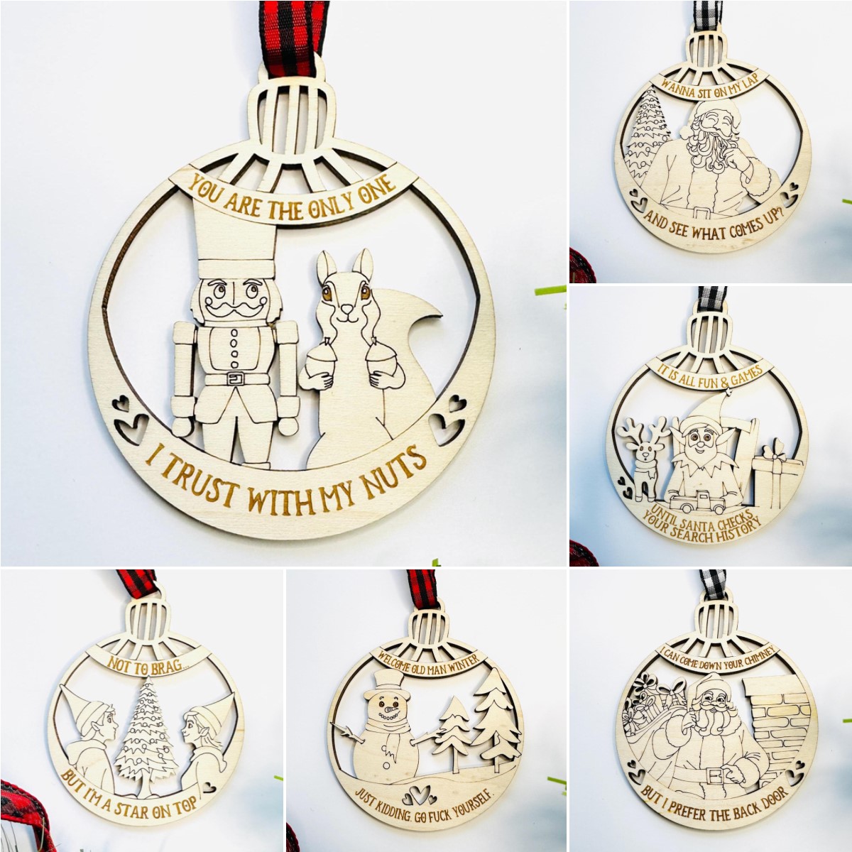 Naughty Pun Christmas Ornament