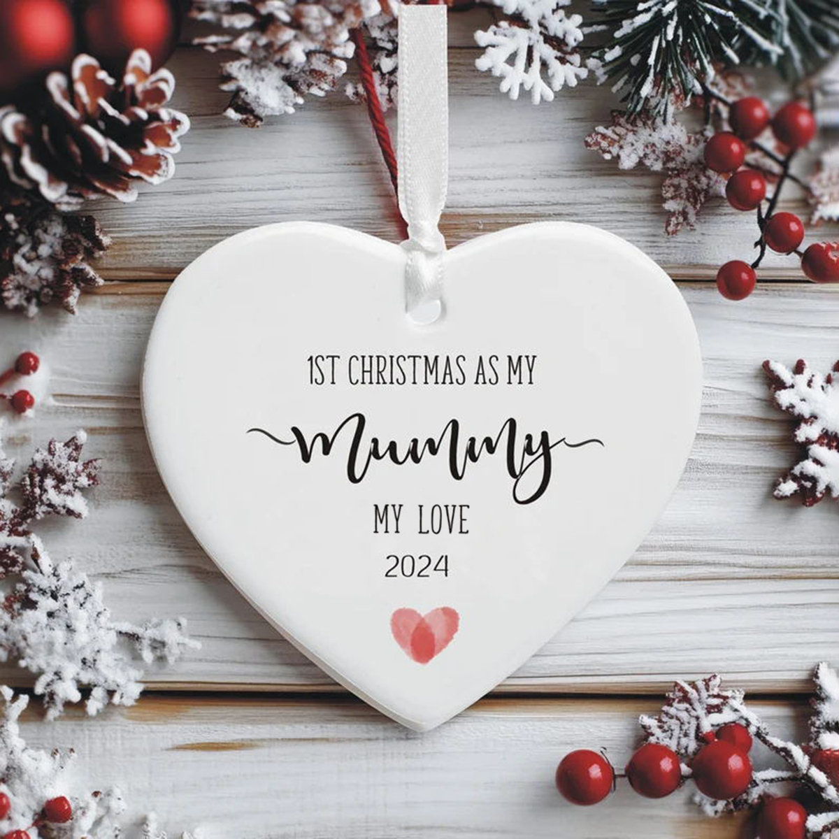 First Christmas as a Family New Parents Heart Tree Decoration Bauble
