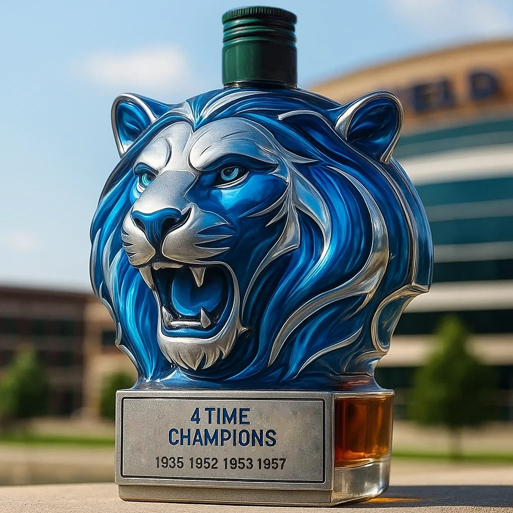 Detroit Lions Lion Head Whiskey Decanter