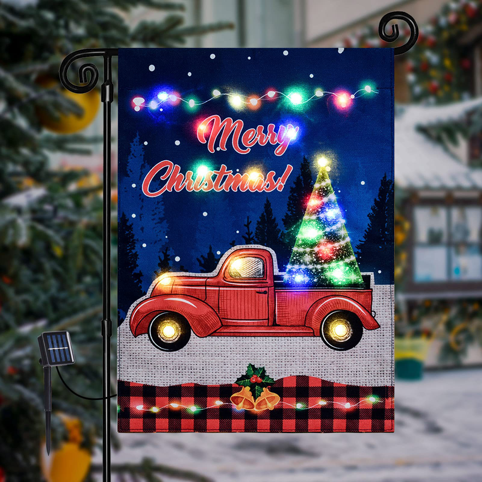 Christmas Solar Energe LED Garden Flags