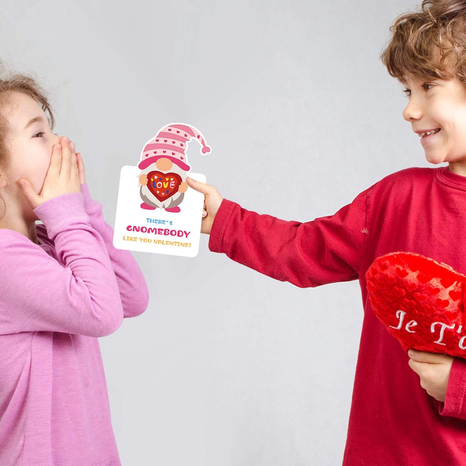 24 Pcs Gnomes Heart Erasers Card