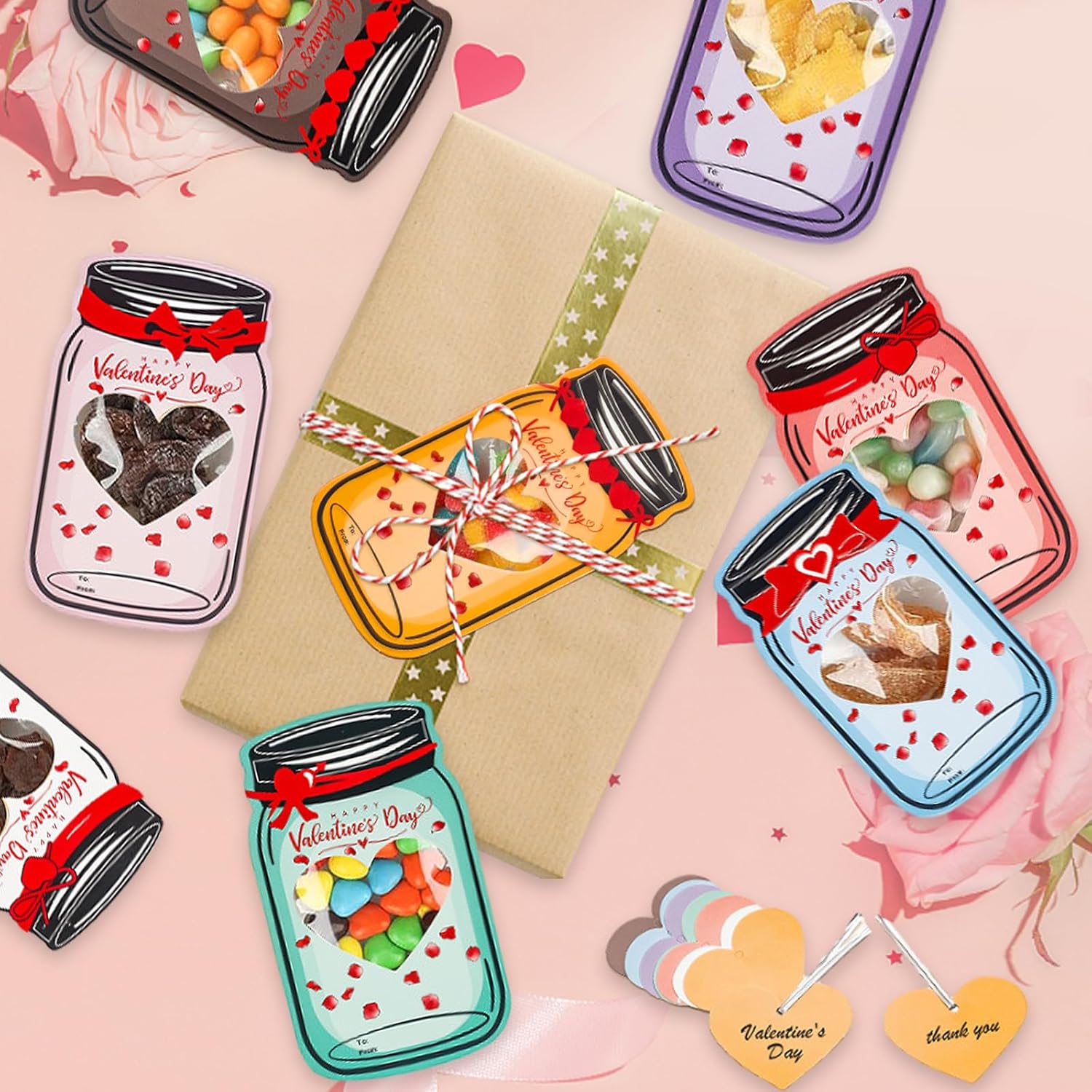 48 Pcs Mason Candy Jar Cards 