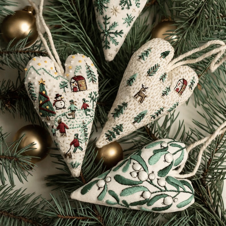 ❤️DIY Heart Shaped Christmas Ornament Embroidery Kit