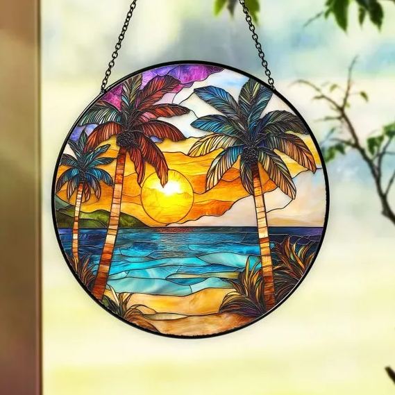 🔥LAST DAY BIG SALE--Acrylic Beach Sunset Suncatcher Ornament