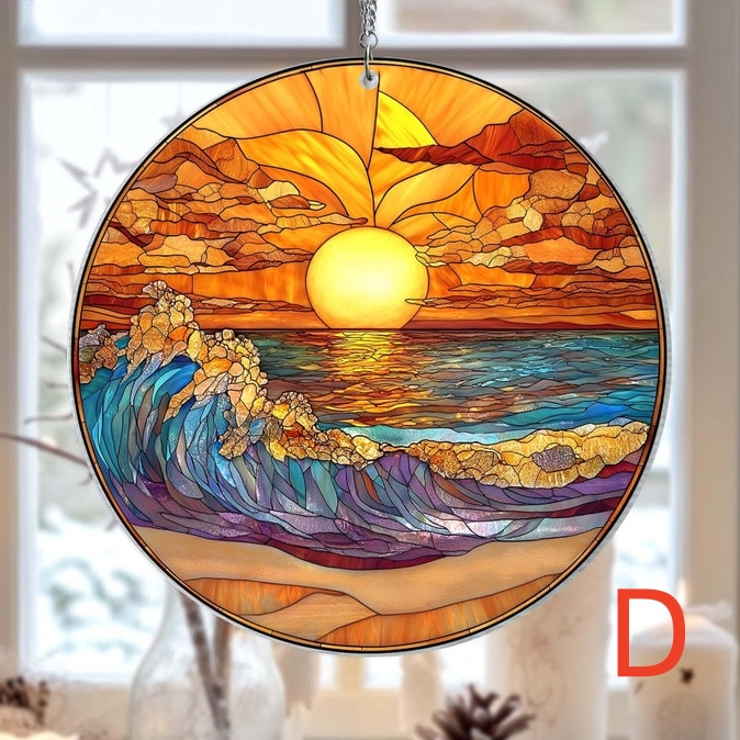 🔥LAST DAY BIG SALE--Acrylic Beach Sunset Suncatcher Ornament