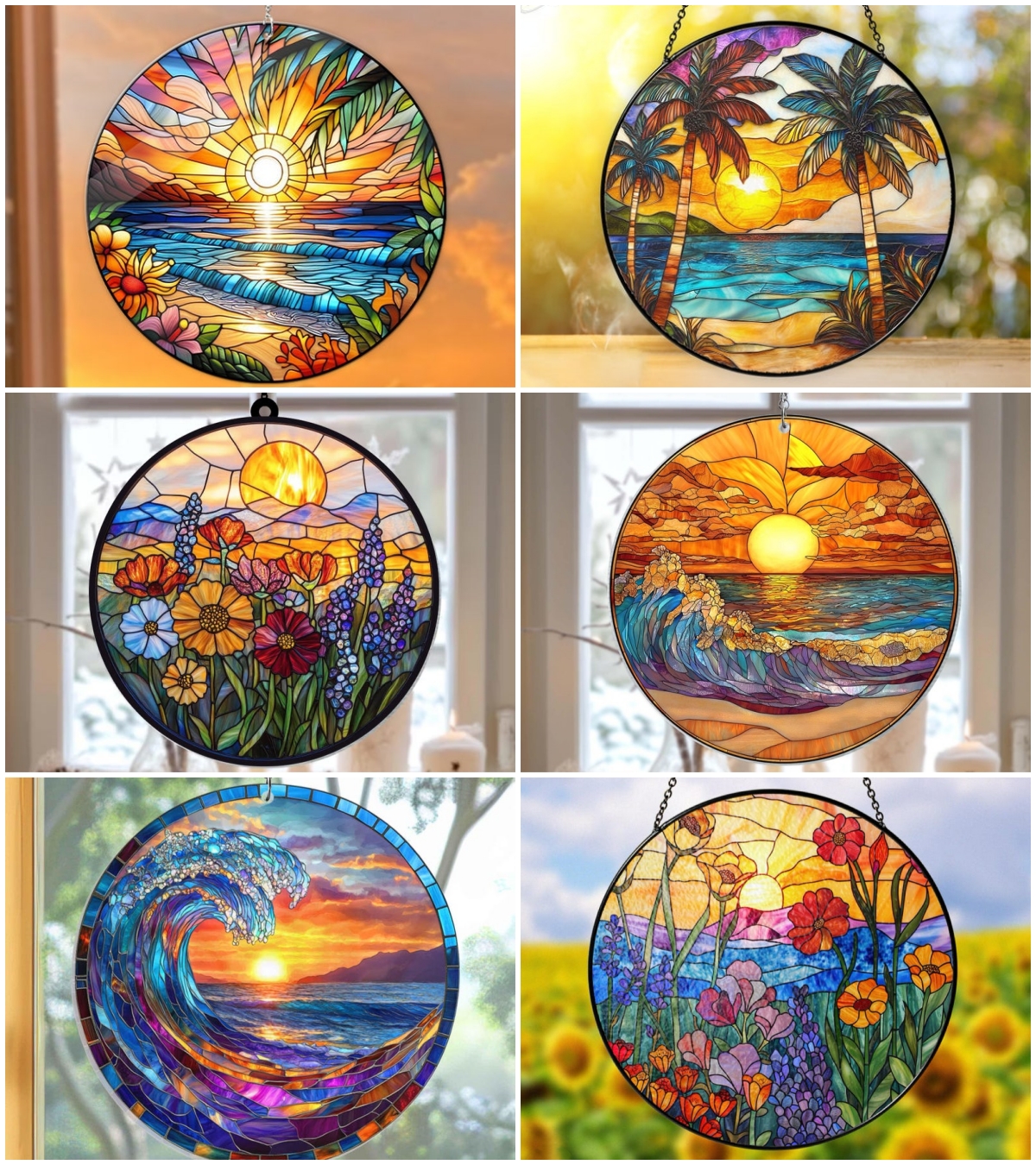 🔥LAST DAY BIG SALE--Acrylic Beach Sunset Suncatcher Ornament