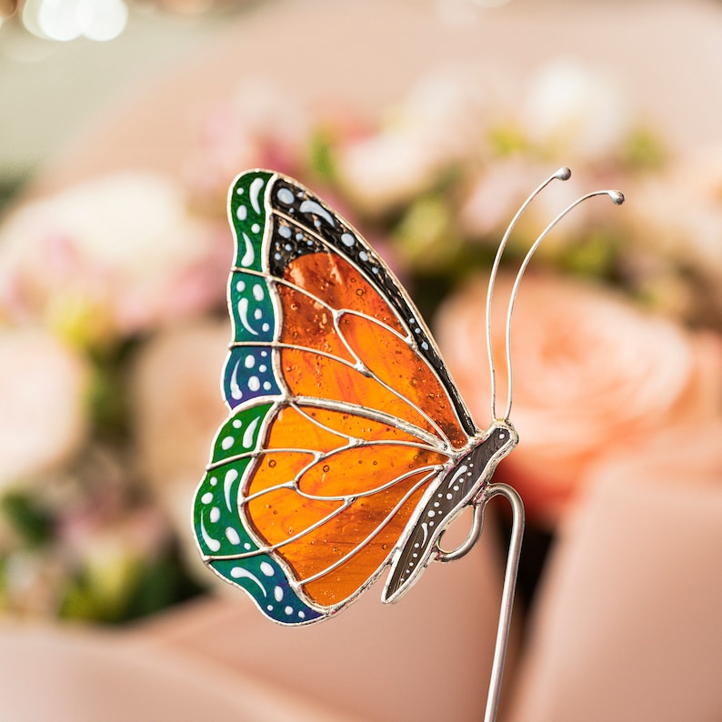 🦋Butterfly Stained Glass Suncatcher – Elegant Pot Decoration & Sunroom Accent