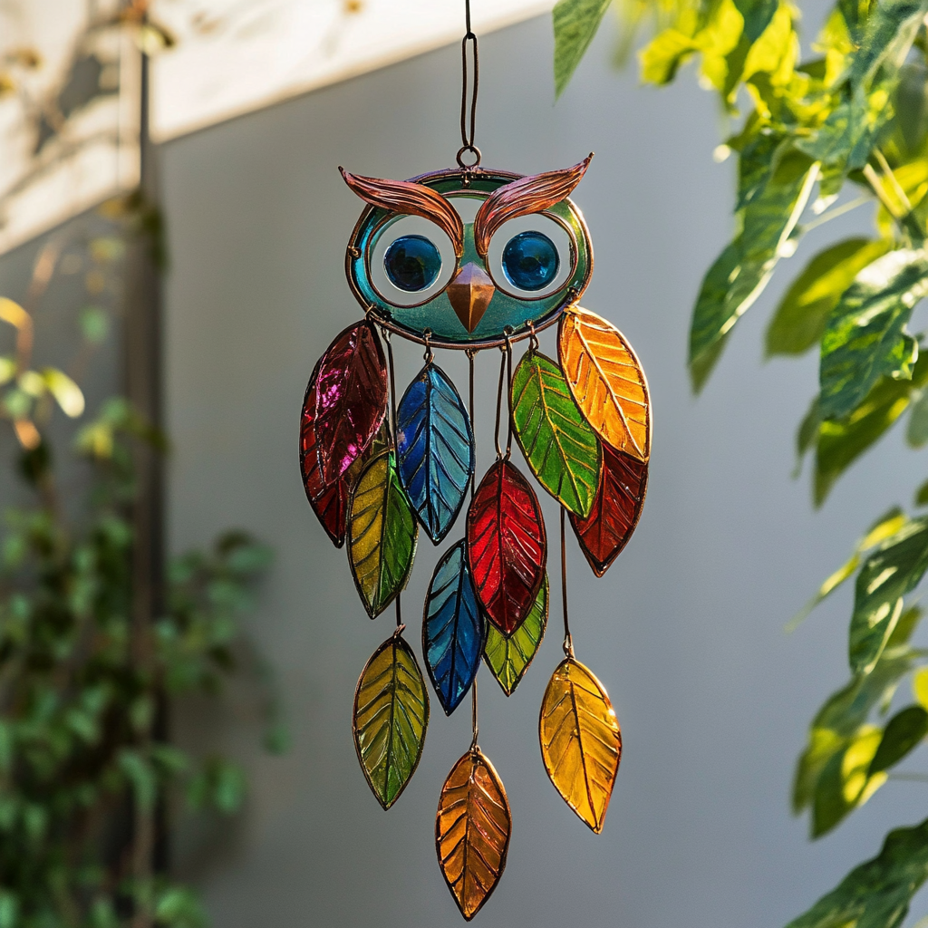 🌈Stained Owl Hangings
