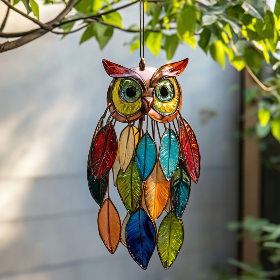 🌈Stained Owl Hangings