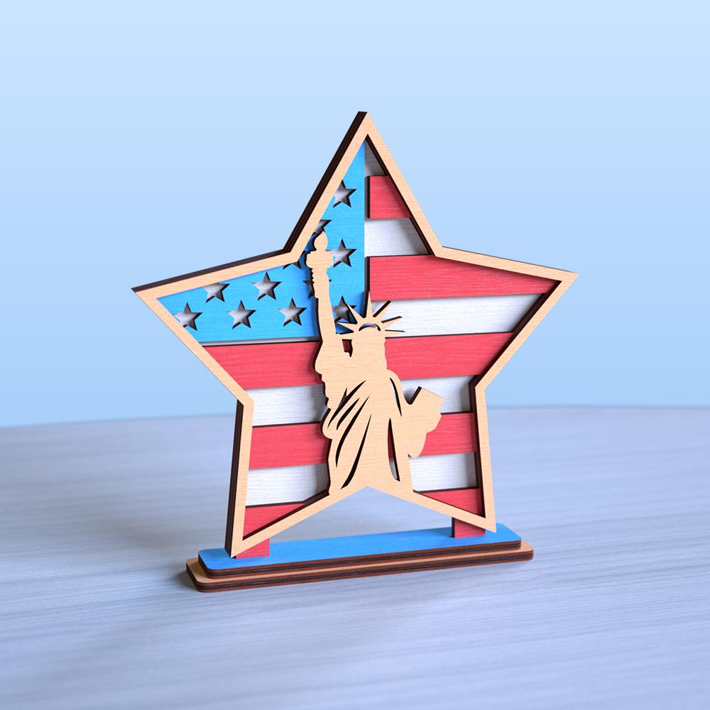 Rustic Americana Wooden Flag Stand