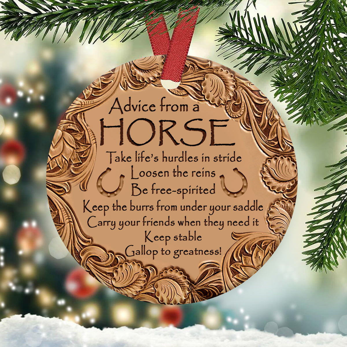 Horse Advice Ceramic Circle Ornament