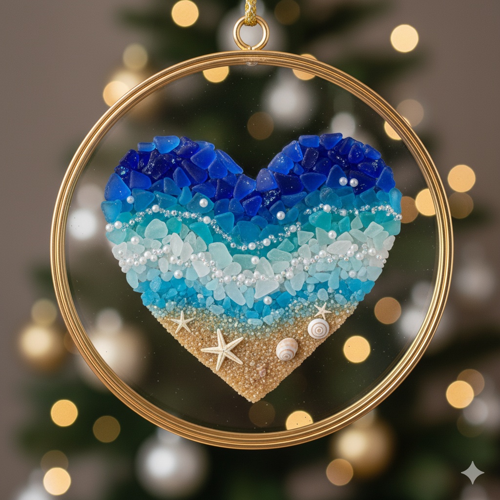 Ocean’s Whisper Sea Glass Wall Hanging
