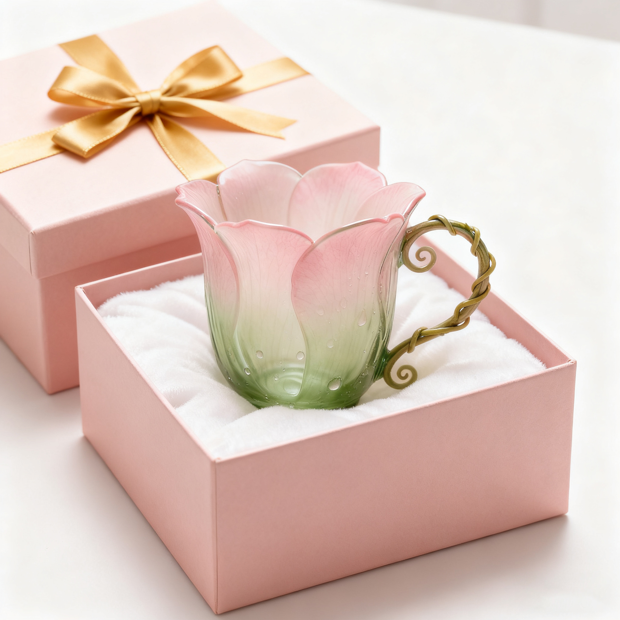 Handcrafted Petal Cup with Vine Handle