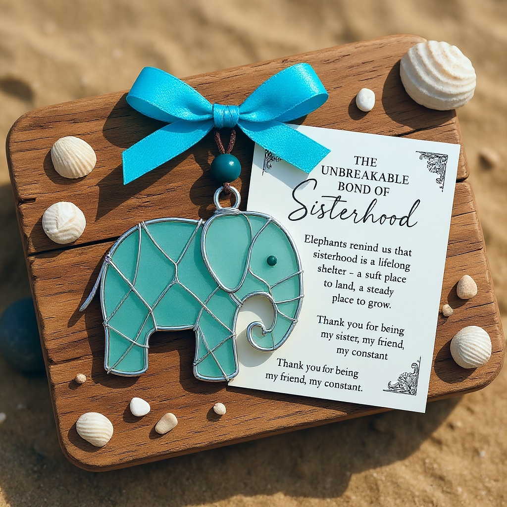 Sea Glass Elephant Sisterhood Ornament