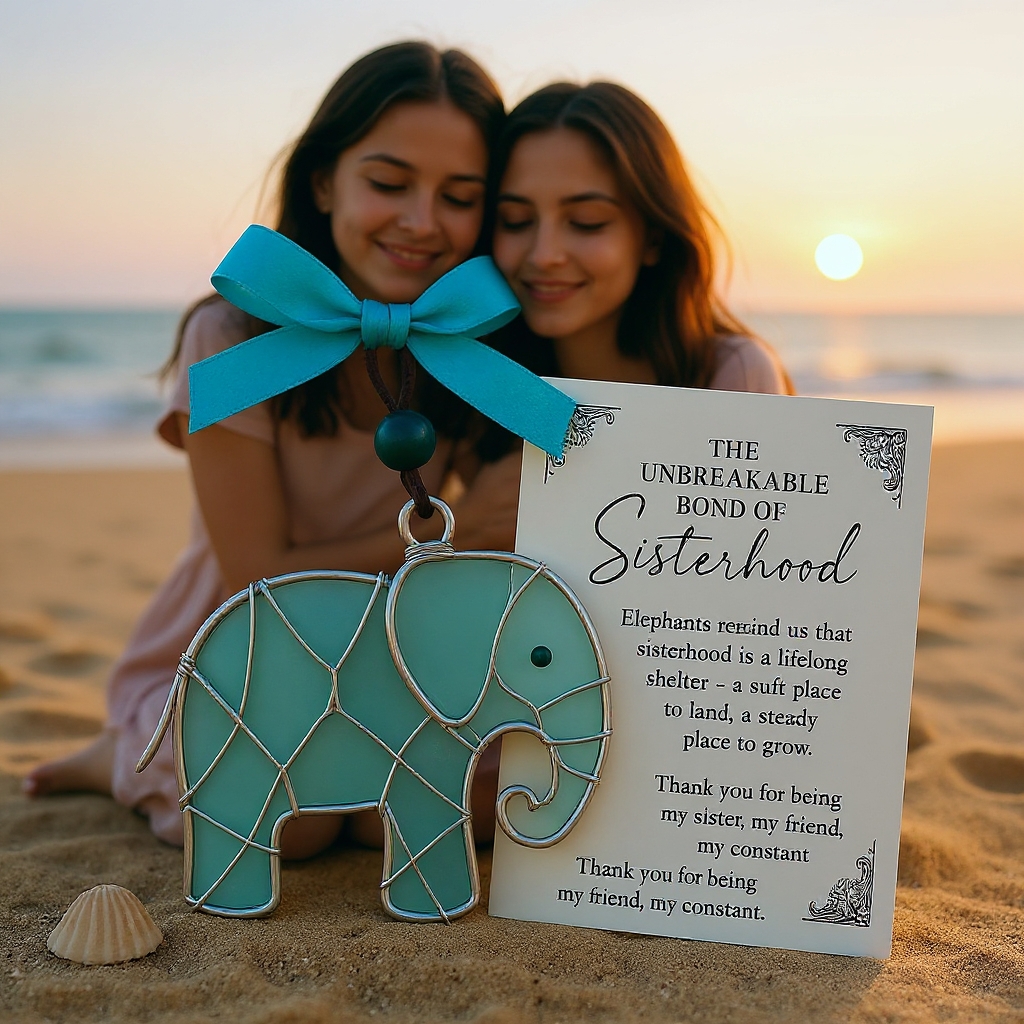 Sea Glass Elephant Sisterhood Ornament