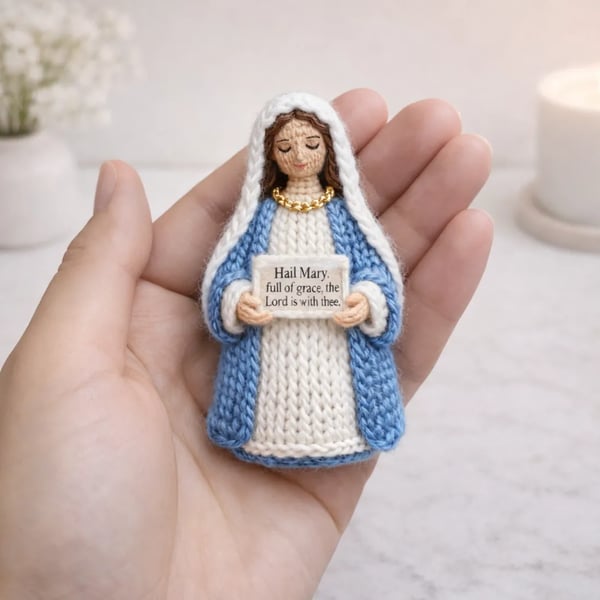 ✝️Handmade Crochet Virgin Mary – “Hail Mary, Full of Grace”🙏