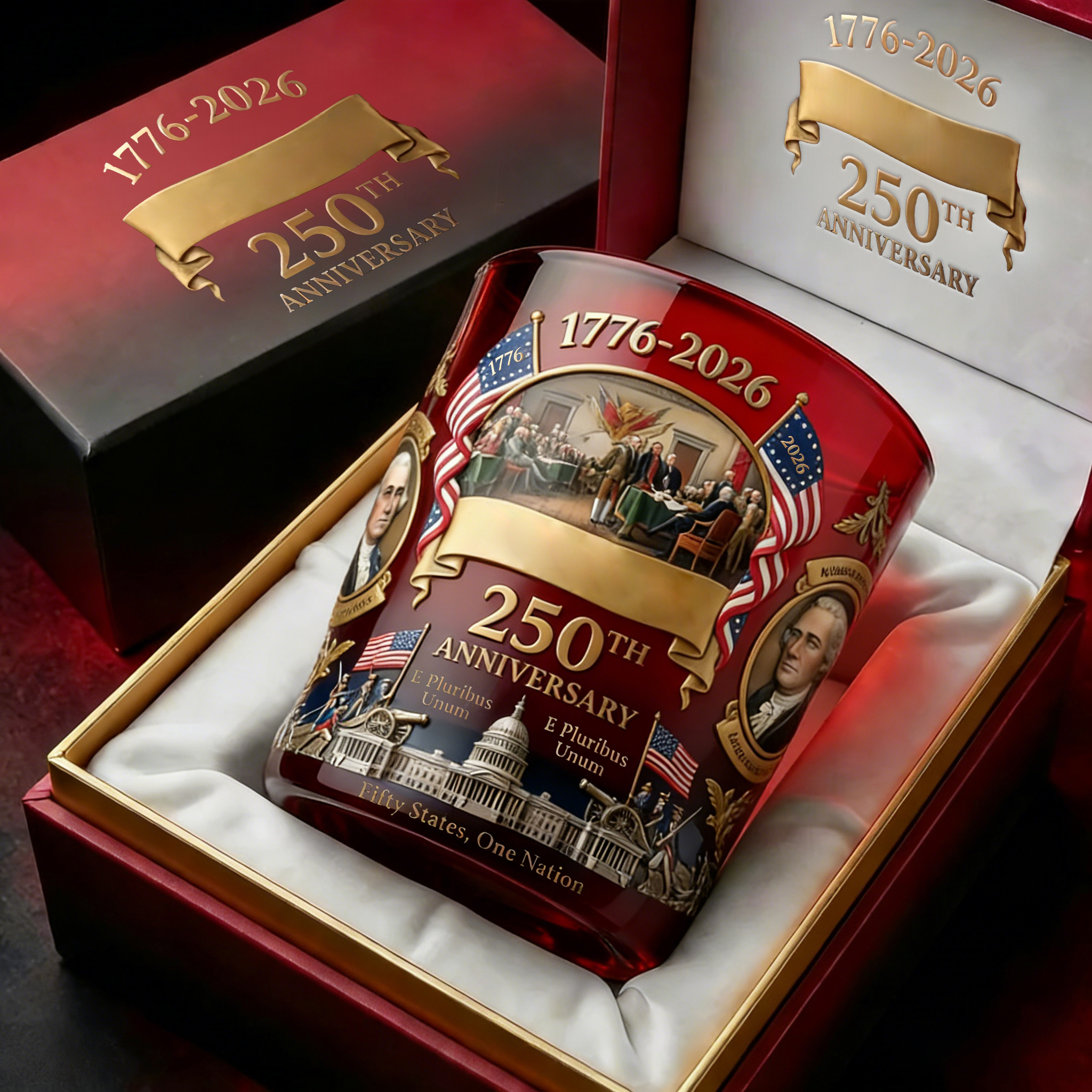 🥃 America 250th Anniversary Heritage Whiskey Glass (1776–2026)