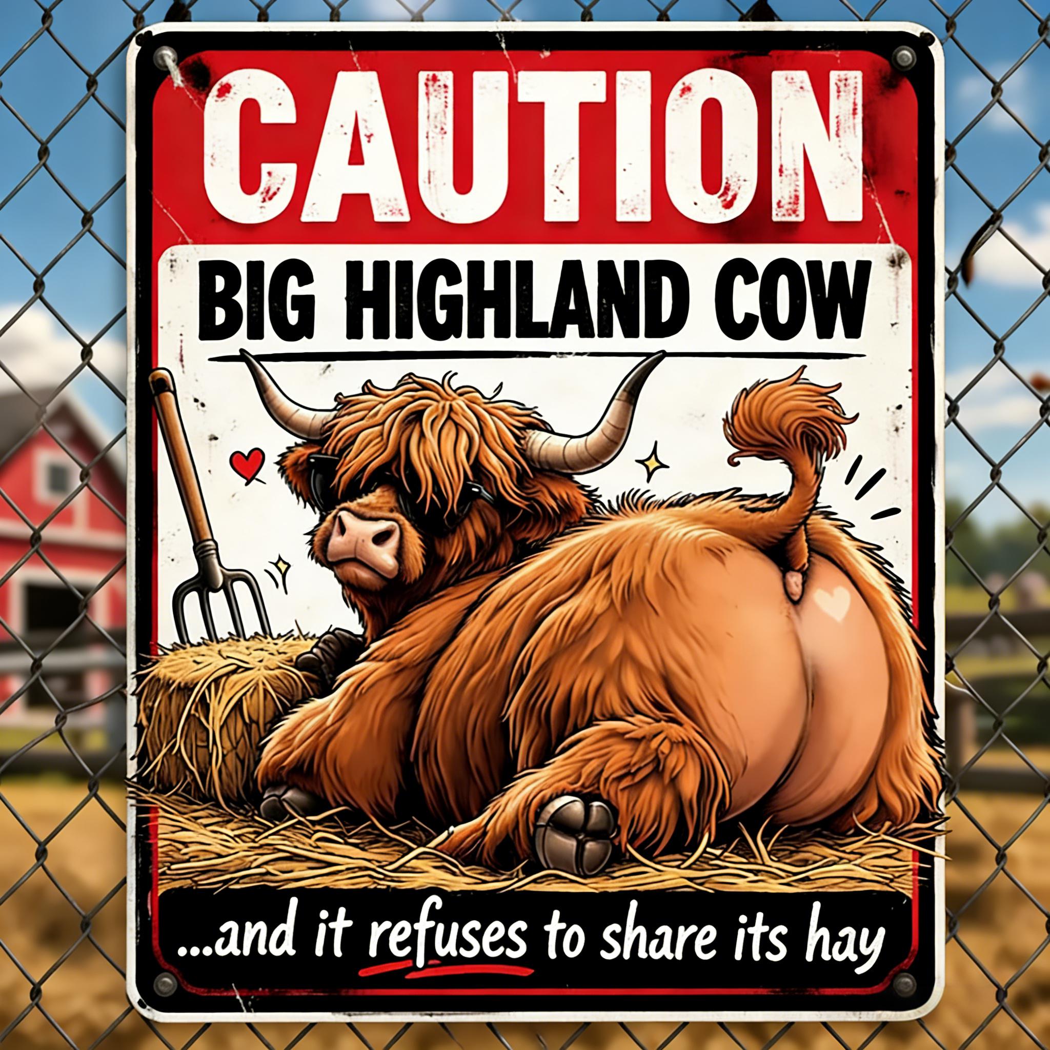 Funny Cow Warning Sign