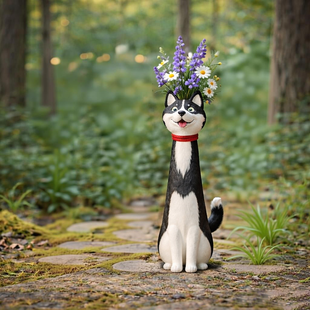 Handcrafted Quirky Cat & Dog Vase