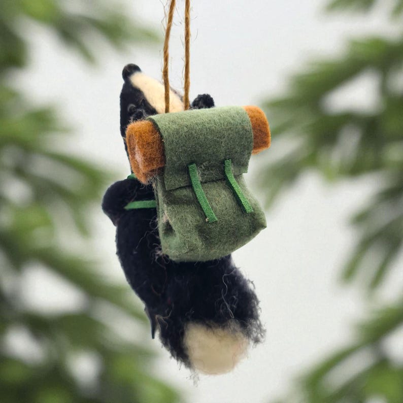 Handmade Felt Badger Ornament 