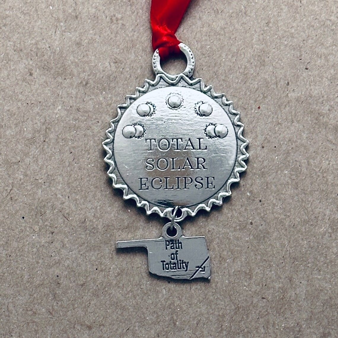 2024 Total Solar Eclipse Pewter Ornament - North American Eclipse Souvenir