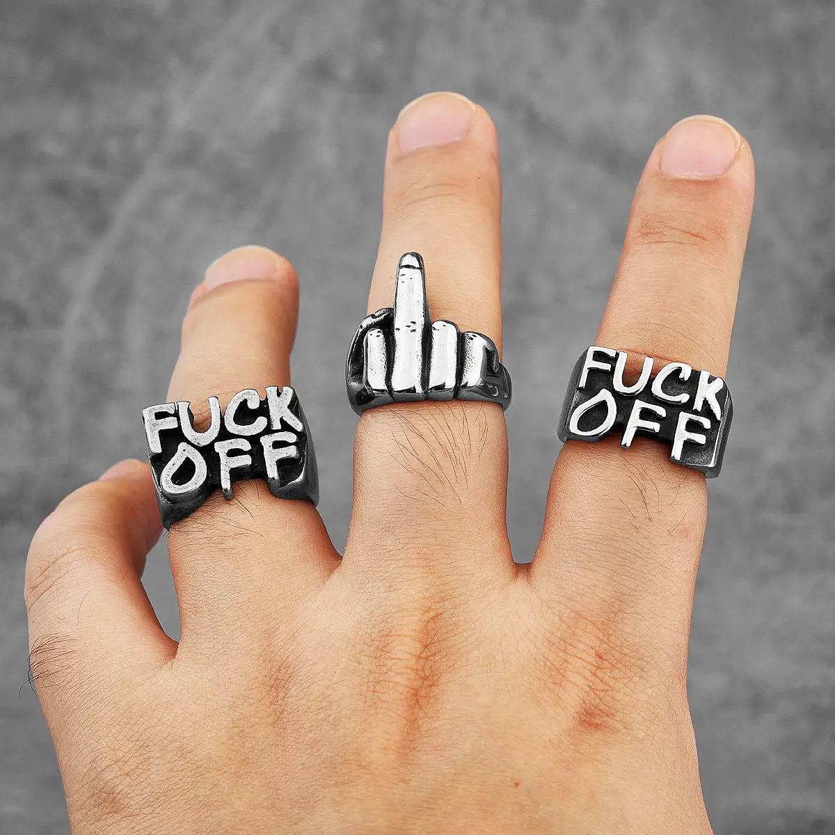 The F Word Punk Retro Stainless Steel Rings