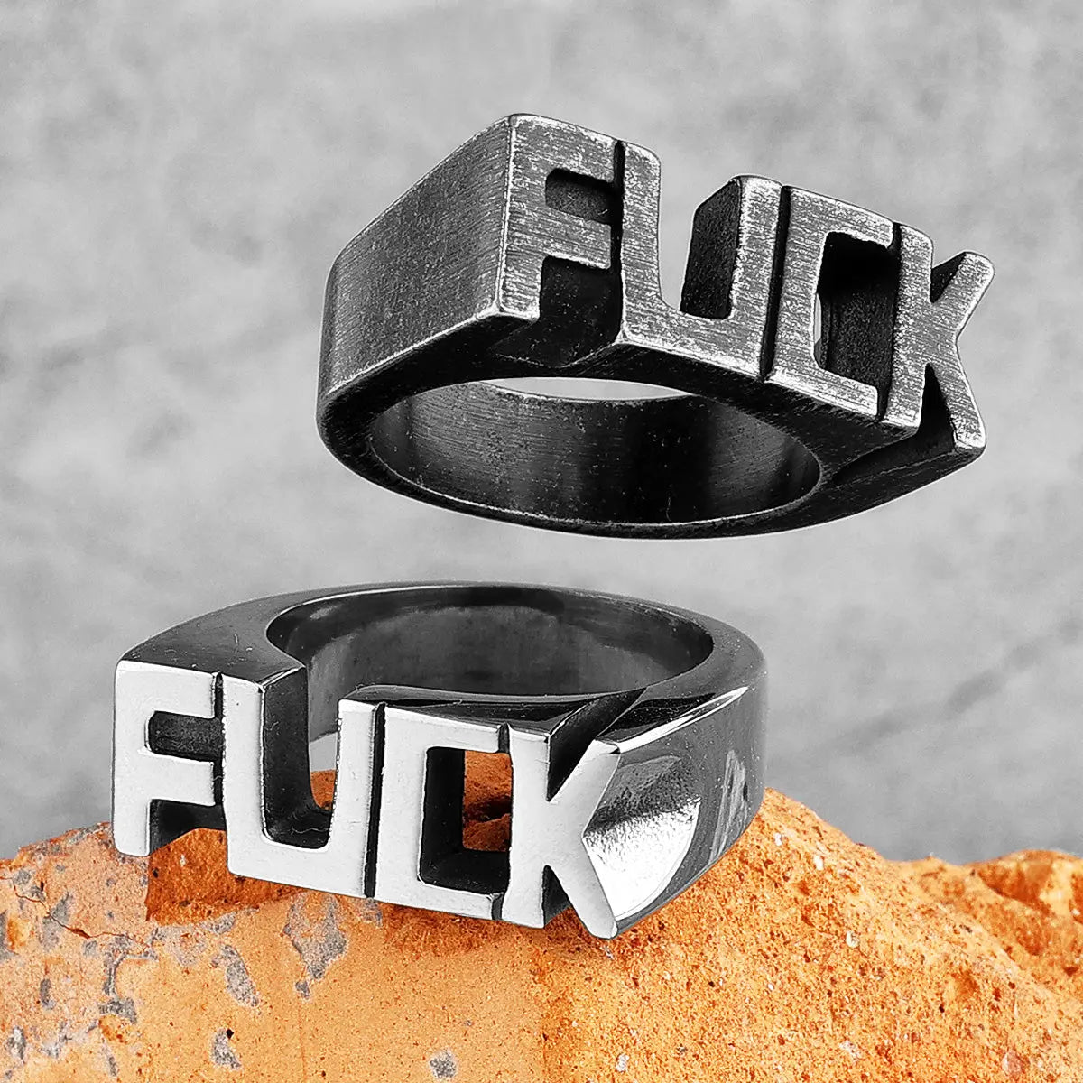 The F Word Punk Retro Stainless Steel Rings