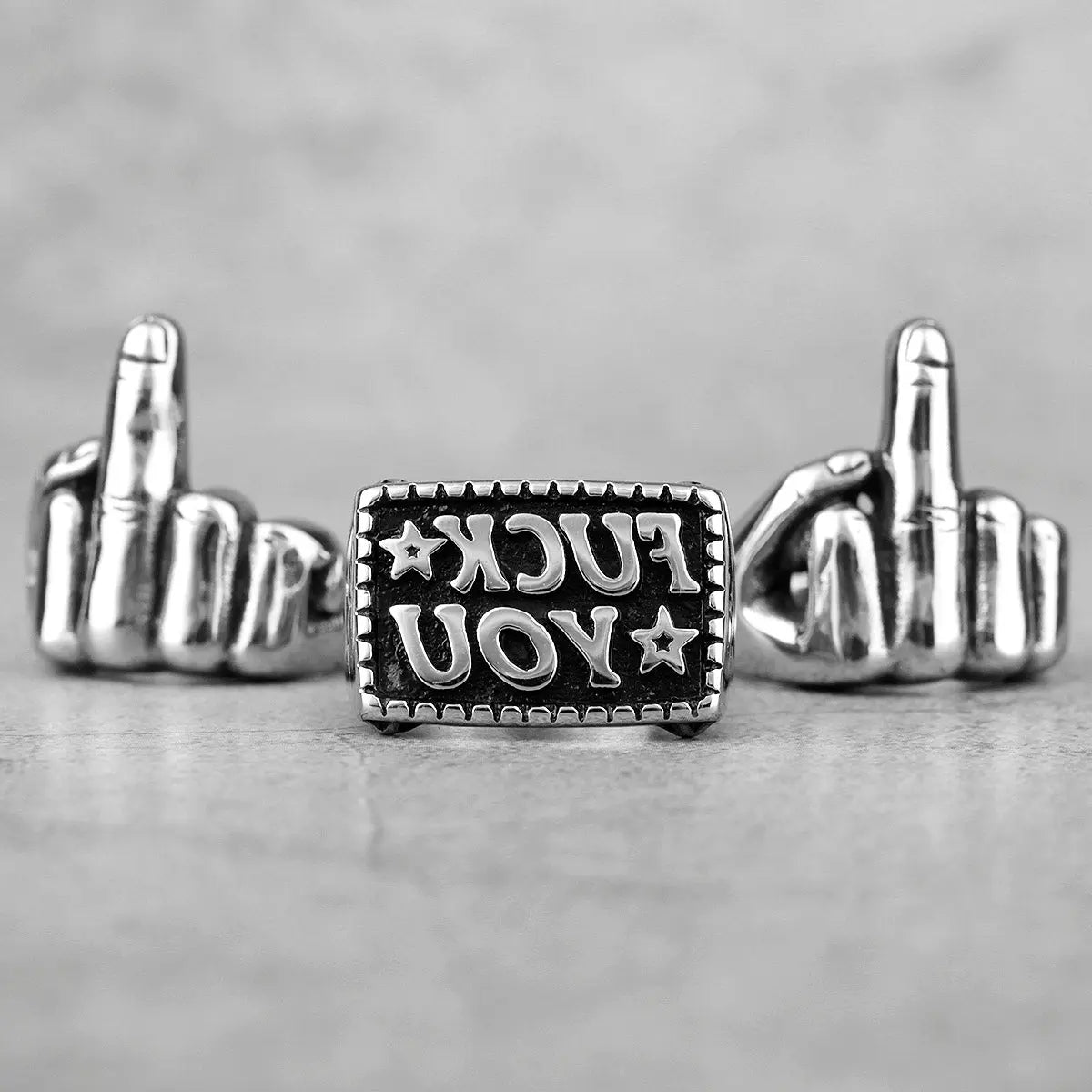 The F Word Punk Retro Stainless Steel Rings