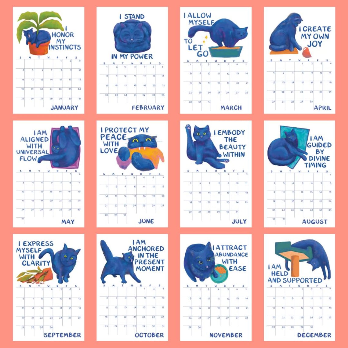 2026 Quirky Cat Affirmation Calendar