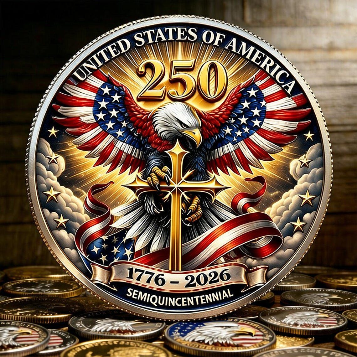 U.S. 250th Semiquincentennial Challenge Coin - Faith & Freedom