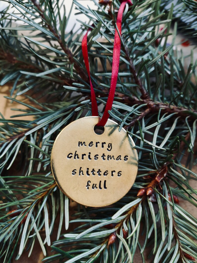 Hand Stamped Funny Christmas Tree Ornament