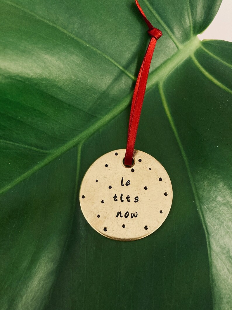Hand Stamped Funny Christmas Tree Ornament