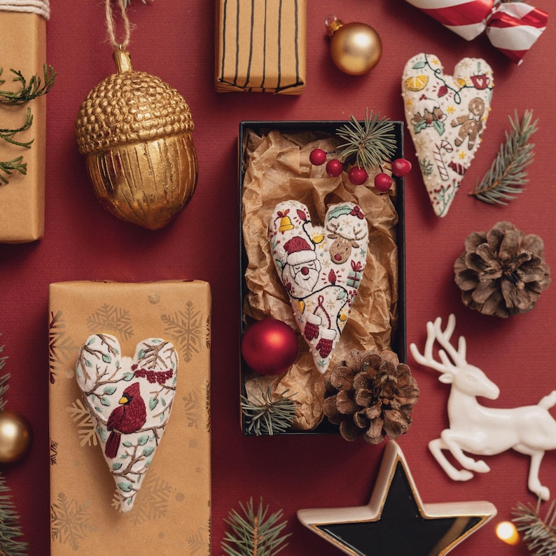 ❤️DIY Heart Shaped Christmas Ornament Embroidery Kit