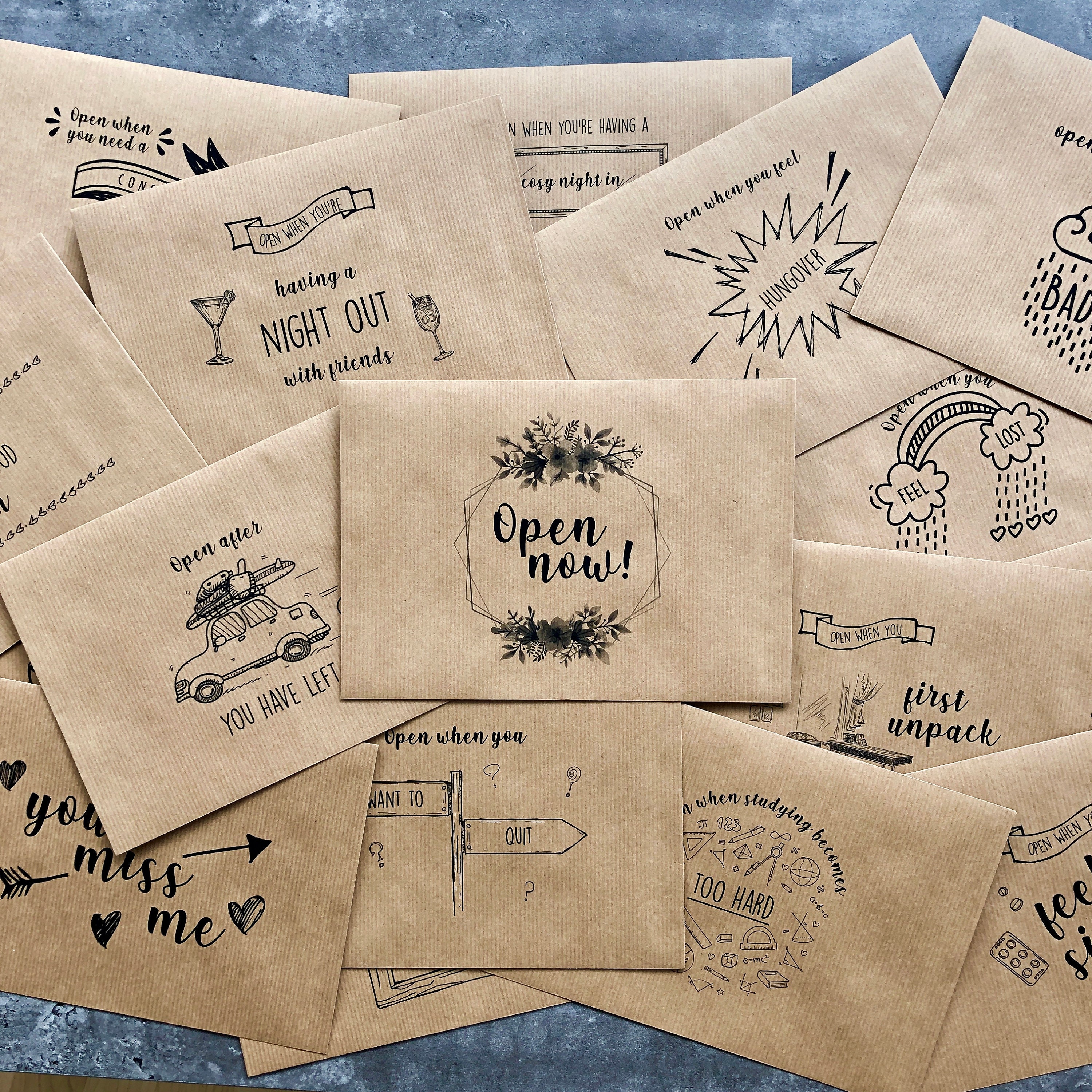 Set of Open When Envelopes