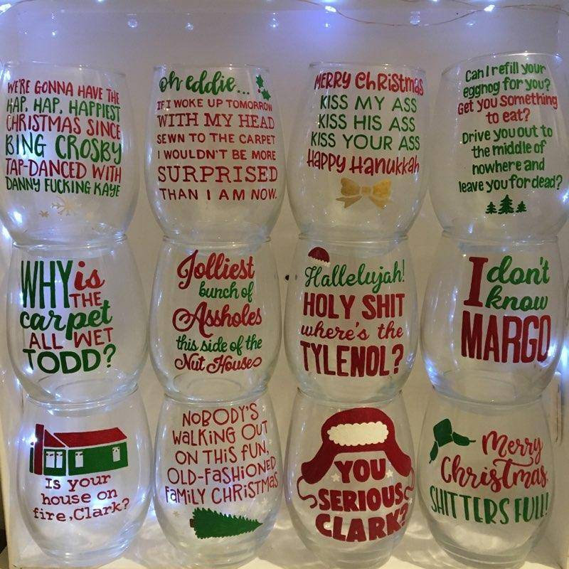 Christmas Vacation Wine Glasses