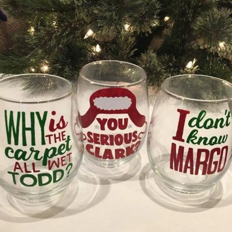 Christmas Vacation Wine Glasses