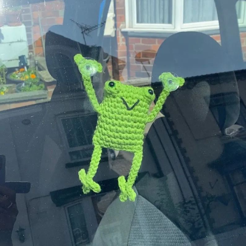 Handmade Leggy Green Frog with Suction Cups