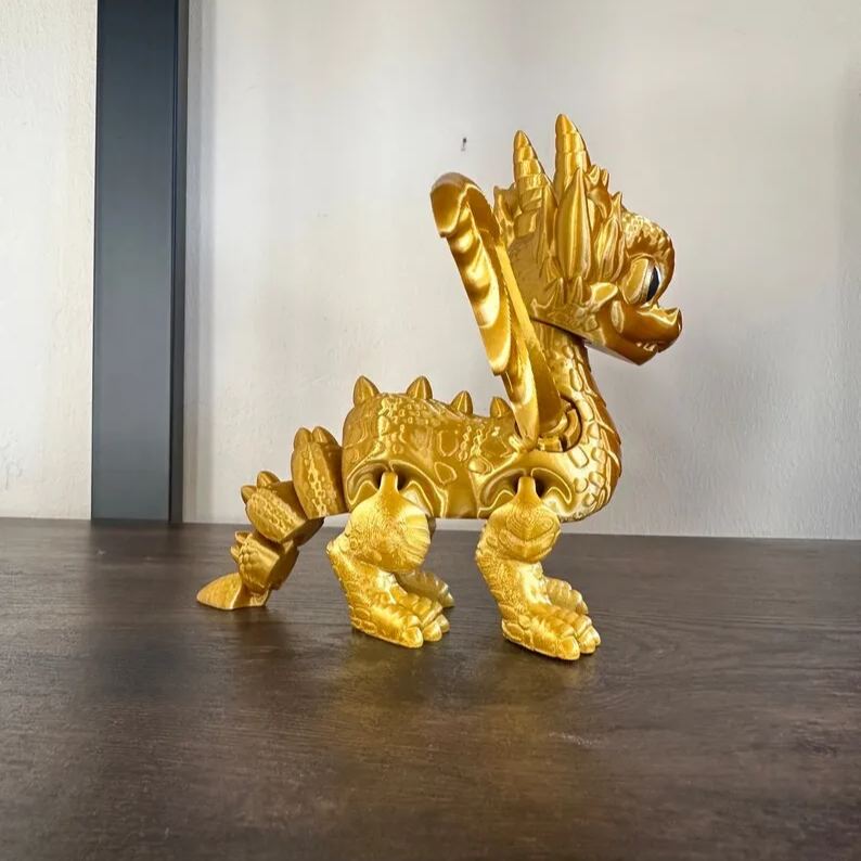 Gold 3d printed Dragon