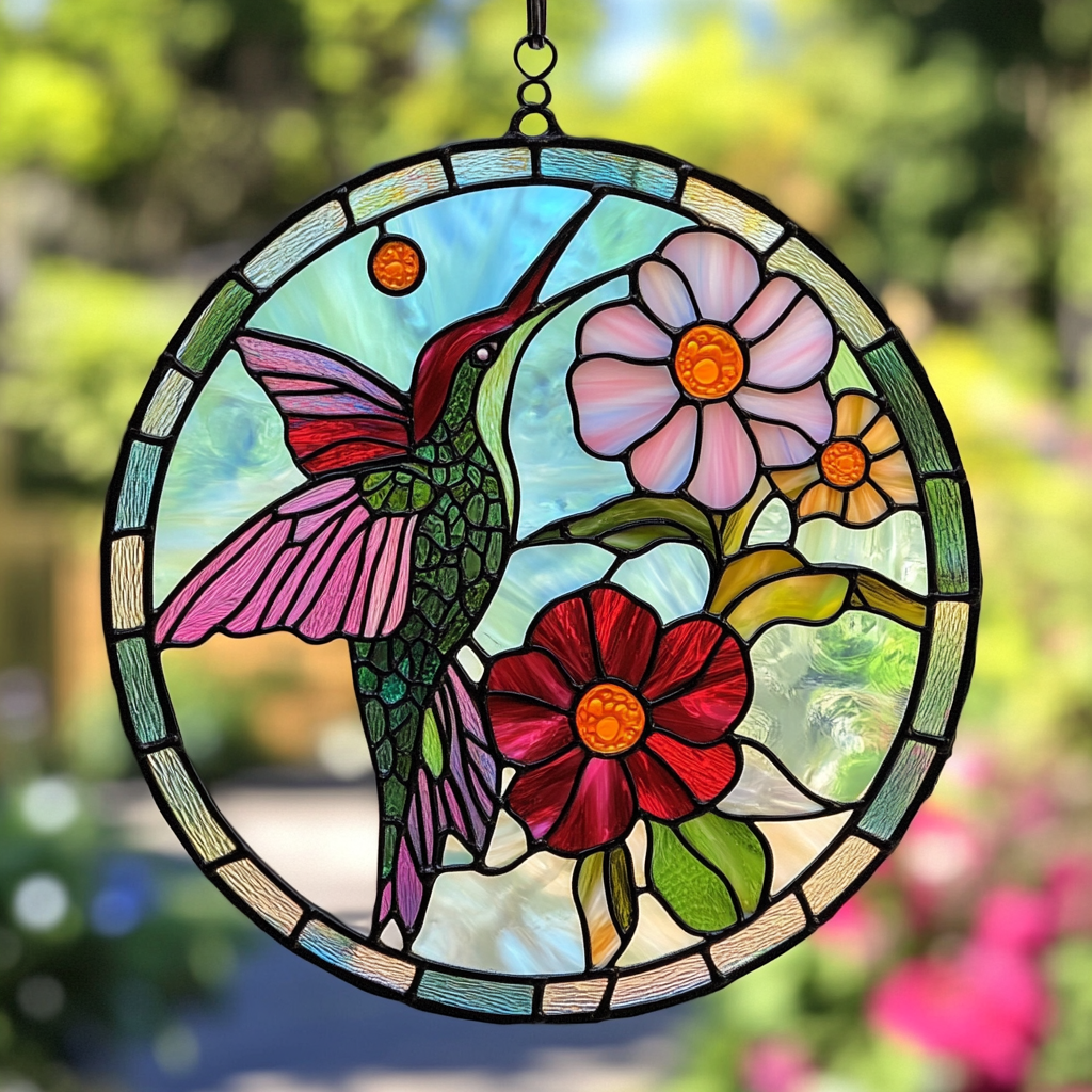 Hummingbird Stained Glass Window Hanging - Mother's Day Special Edition