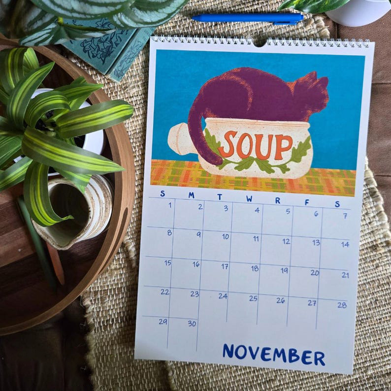 2026 Cats & Cups Illustrated Calendar 