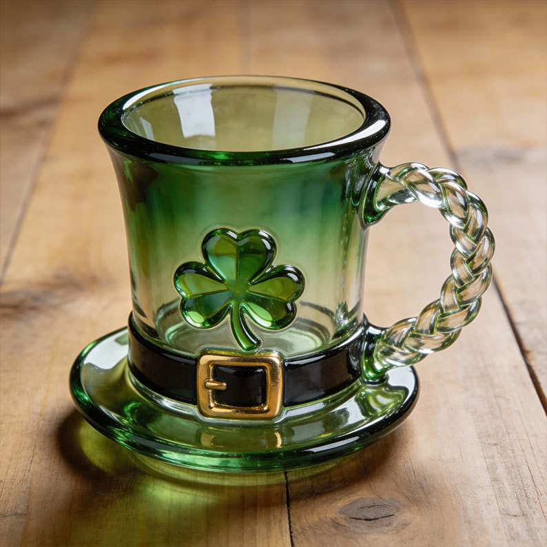 ☘☕St. Patrick’s Day Leprechaun Hat Glass Mug