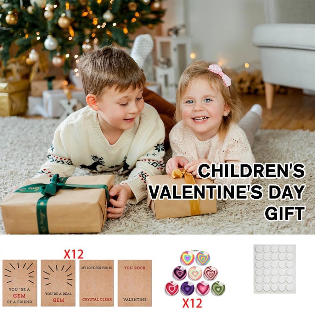 12PCs Cards with Heart-Shape-Valentines  Gifts for Kids